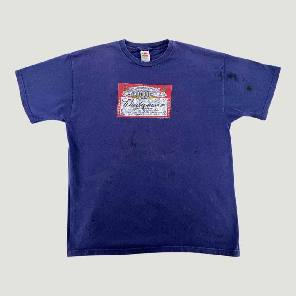 Vintage Budweiser Logo T Shirt XL Distressed Beer Graphic Tee